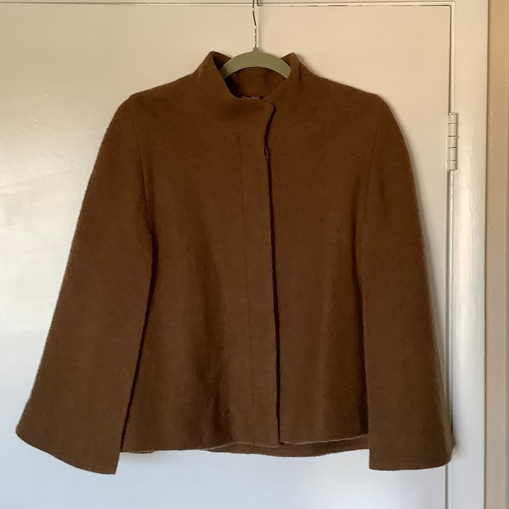 Chico's Rich Brown Wool Cape Jacket